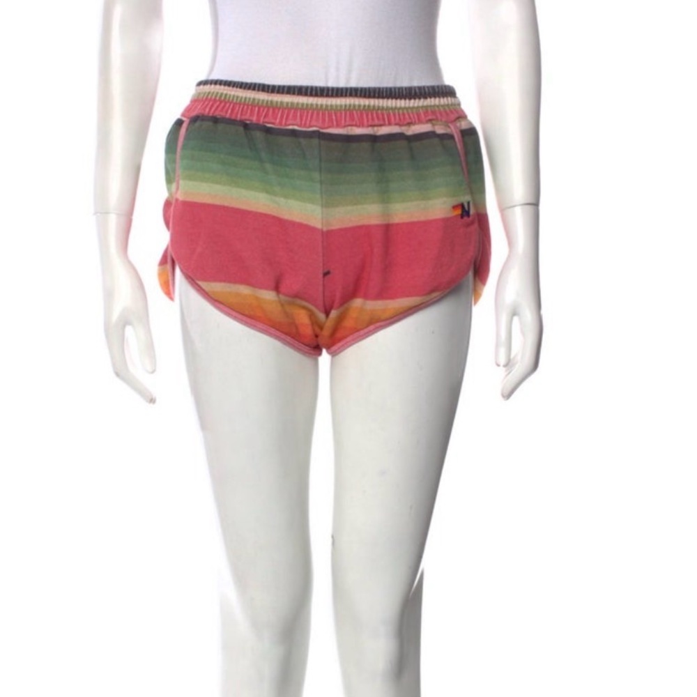 Aviator Nation Pink Green Yellow Stripe Retro Shorts no tag; bought as XXS
